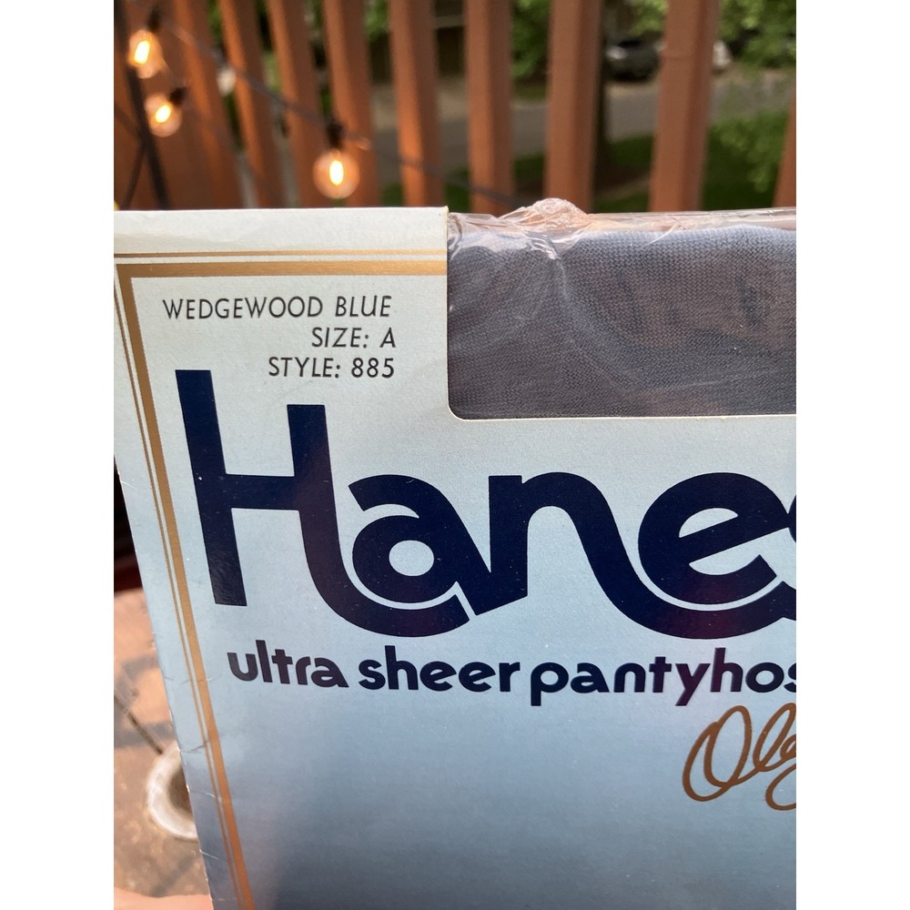 Vintage Hanes Olga Cassini Pantyhose Wedgewood Blue Size A Style 885 NOS - Picture 3 of 6